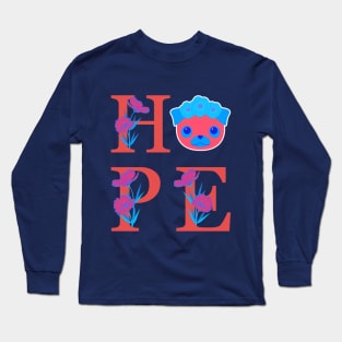 HOPE PUG DOG - Flowers - Blue Long Sleeve T-Shirt